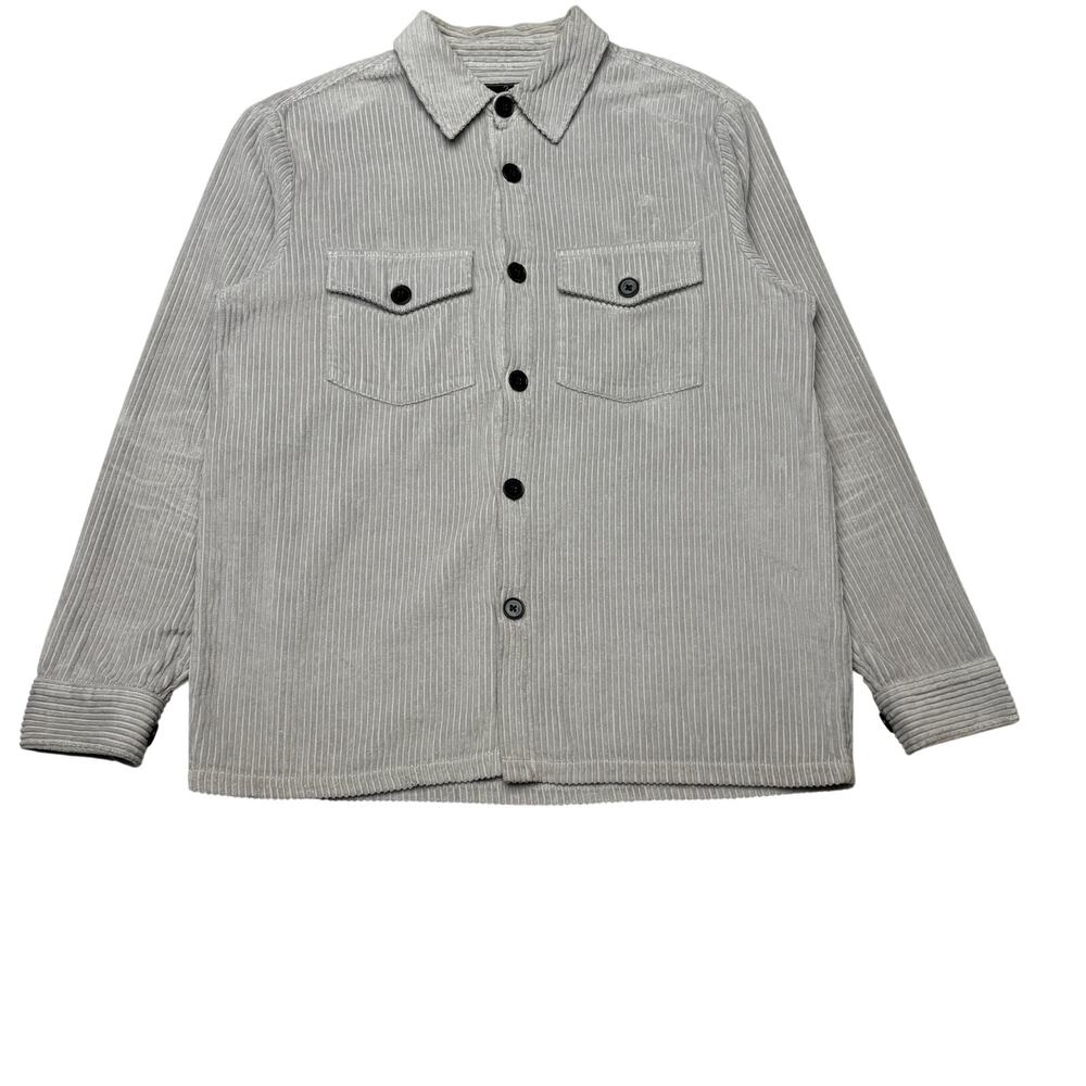 Portuguese Flannel Cotton Corduroy Button Up Shirt Jacket Mens Large Gray